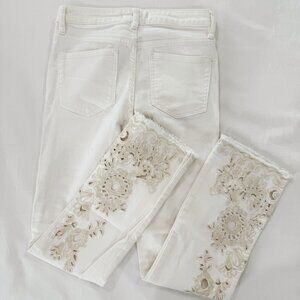 Free People White Embroidered Eyelet Jeans